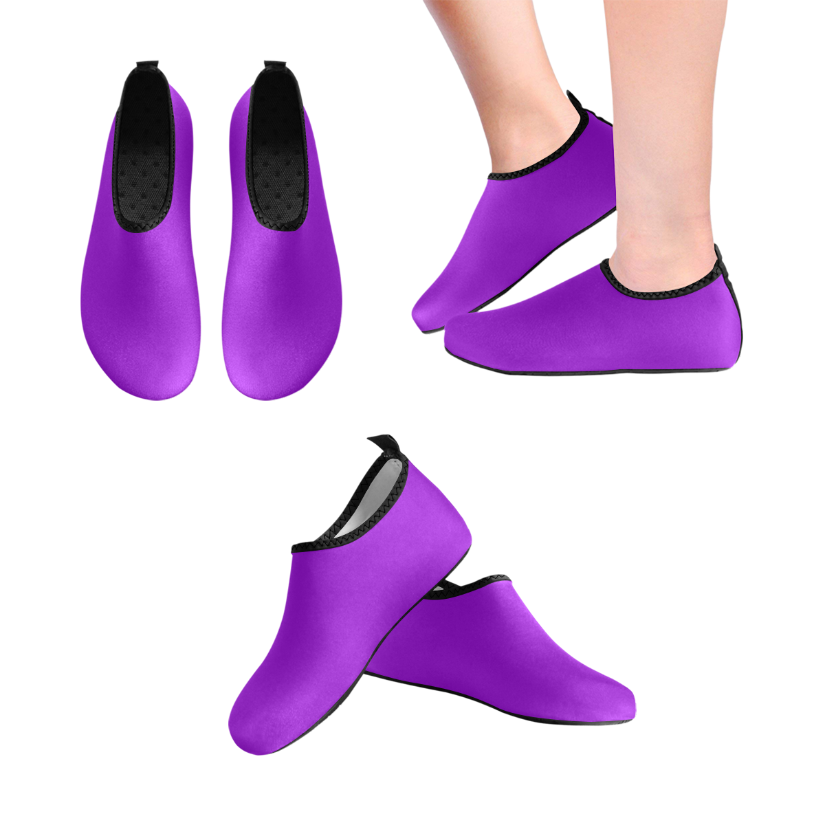 color dark violet Women's Slip-On Water Shoes (Model 056)