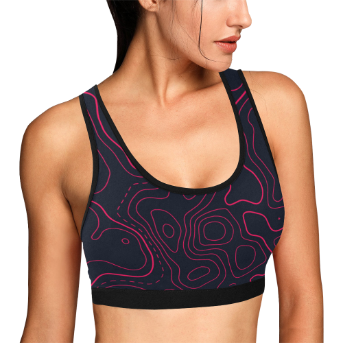 topographic map Women's All Over Print Sports Bra (Model T52)