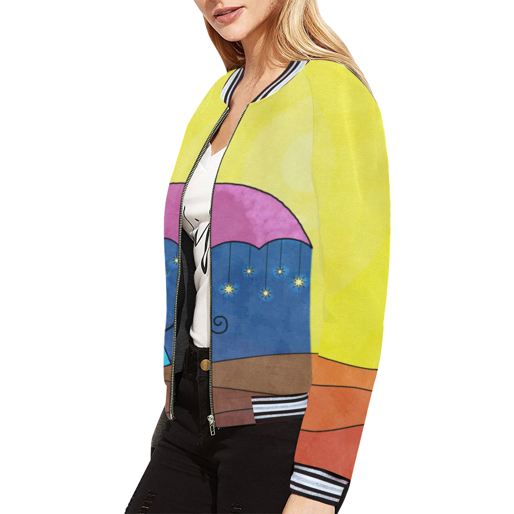 We Only Come Out at Night All Over Print Bomber Jacket for Women (Model H21)