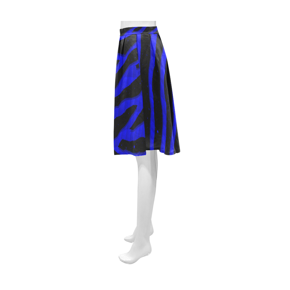 Ripped SpaceTime Stripes - Blue Athena Women's Short Skirt (Model D15)