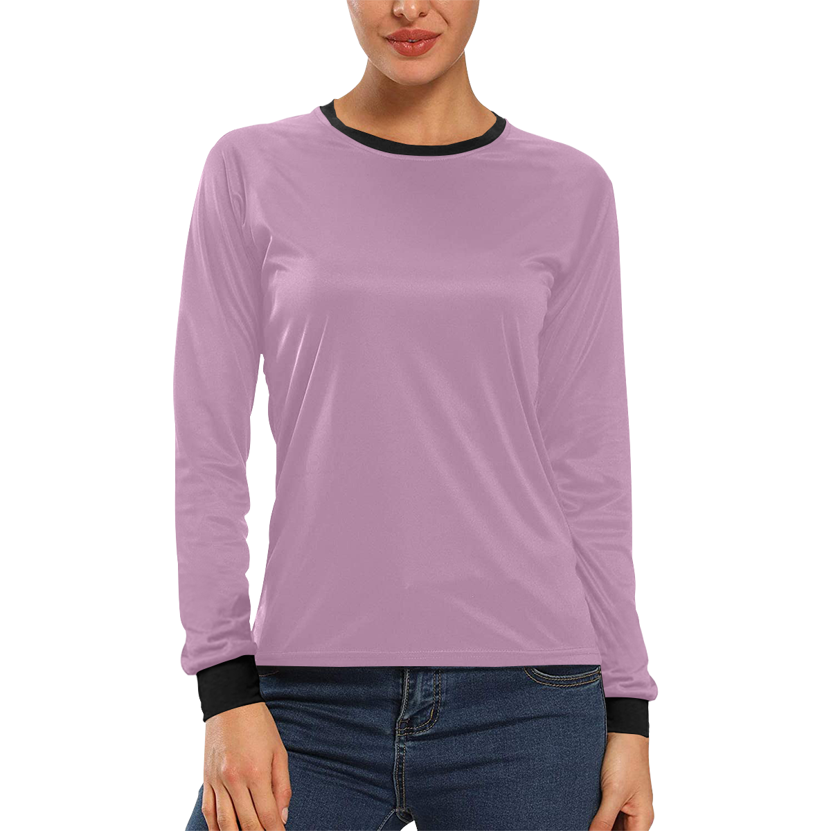 color mauve Women's All Over Print Long Sleeve T-shirt (Model T51)