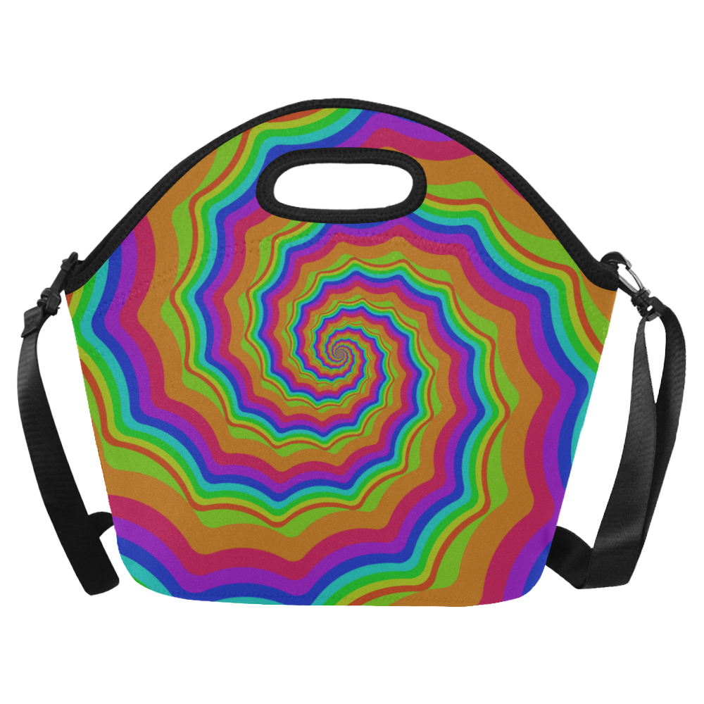Rainbow shell spiral Neoprene Lunch Bag/Large (Model 1669)