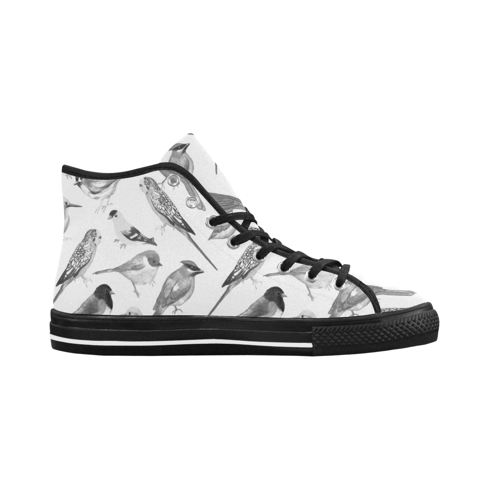Black and white birds against white background sea Vancouver H Men's Canvas Shoes (1013-1)
