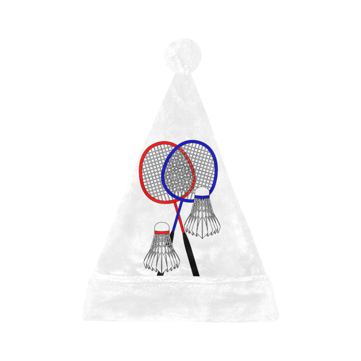 Badminton Rackets and Shuttlecocks White Santa Hat