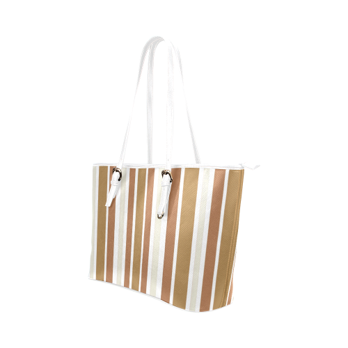 Gold Sienna Stripes Leather Tote Bag/Small (Model 1651)
