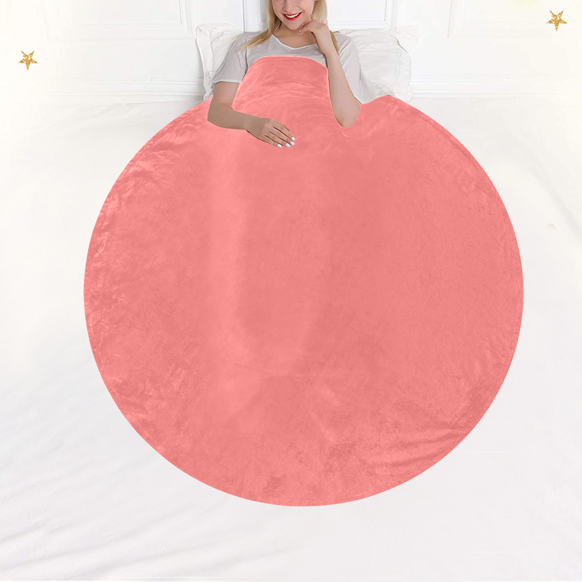 color light red Circular Ultra-Soft Micro Fleece Blanket 60"