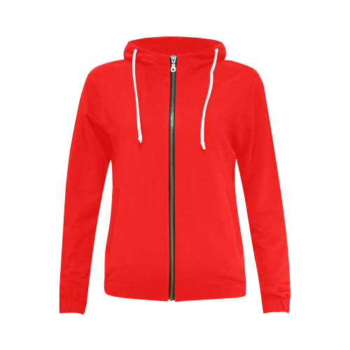 color red All Over Print Full Zip Hoodie for Women (Model H14)