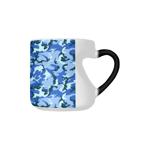 Woodland Blue Camouflage Heart-shaped Morphing Mug