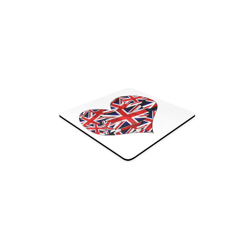 Union Jack British UK Flag Heart Square Coaster