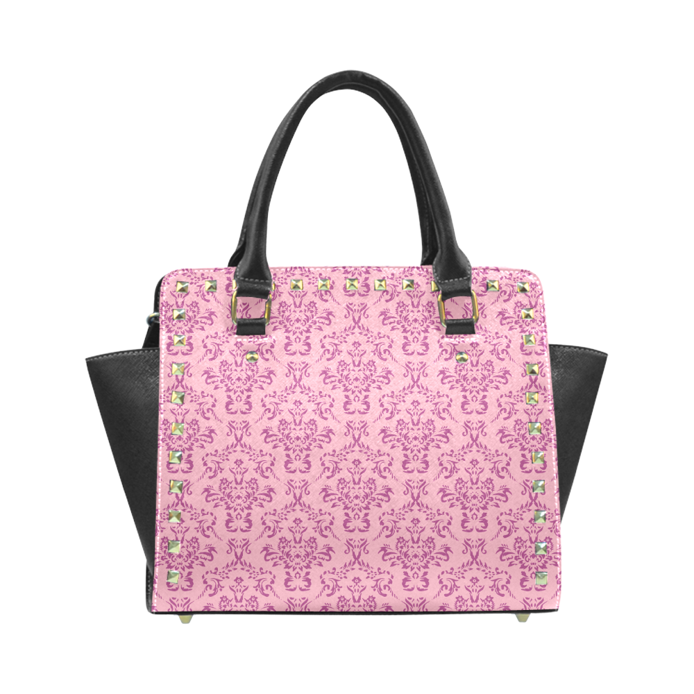 victorian pink ornamental Rivet Shoulder Handbag (Model 1645)