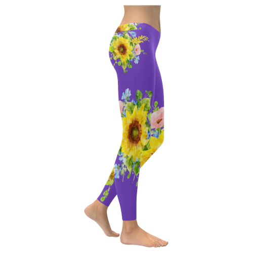 Fairlings Delight's Sunflower Bouquets 53086C2 Women's Low Rise Leggings (Invisible Stitch) (Model L05)