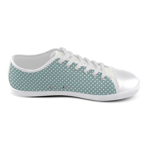 Silver blue polka dots Canvas Shoes for Women/Large Size (Model 016)