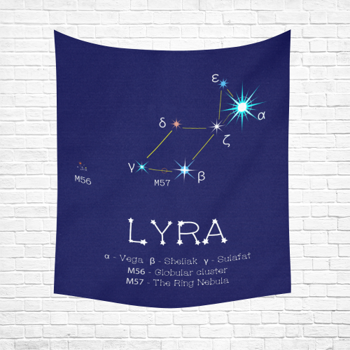 Star constellation Lyra Vega funny astronomy sky Cotton Linen Wall Tapestry 51"x 60"
