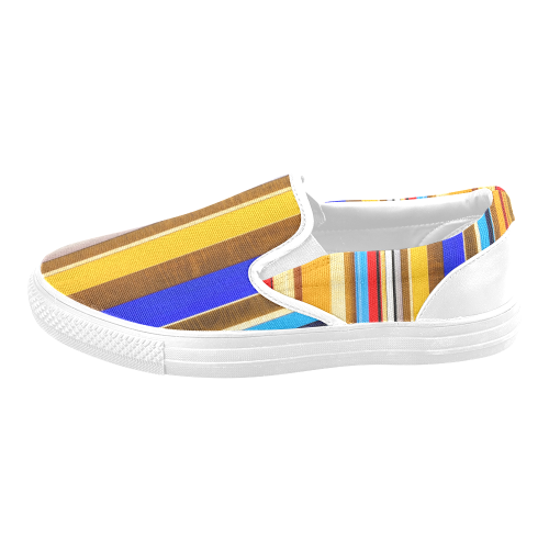 Colorful abstract pattern stripe art Men's Slip-on Canvas Shoes (Model 019)