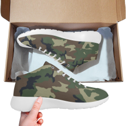 Woodland Forest Green Camouflage Women's Basketball Training Shoes/Large Size (Model 47502)