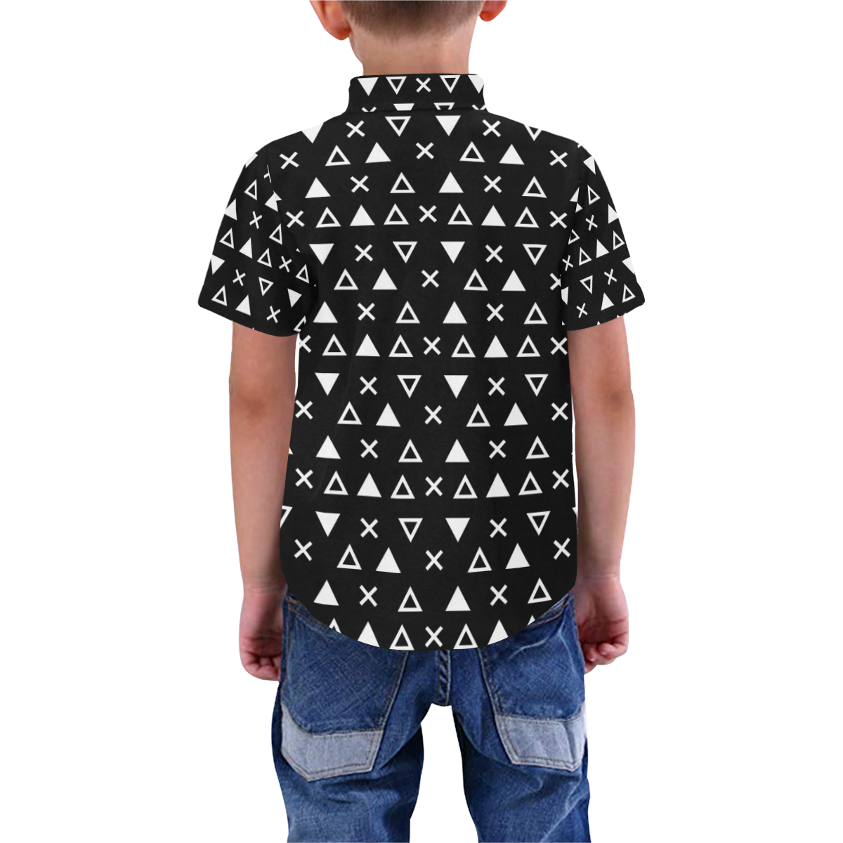 Geo Line Triangle Boys' All Over Print Short Sleeve Shirt (Model T59)