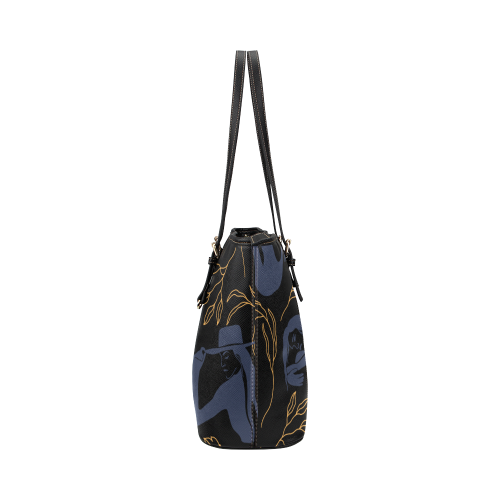 Boho Black Tote Leather Tote Bag/Small (Model 1651)