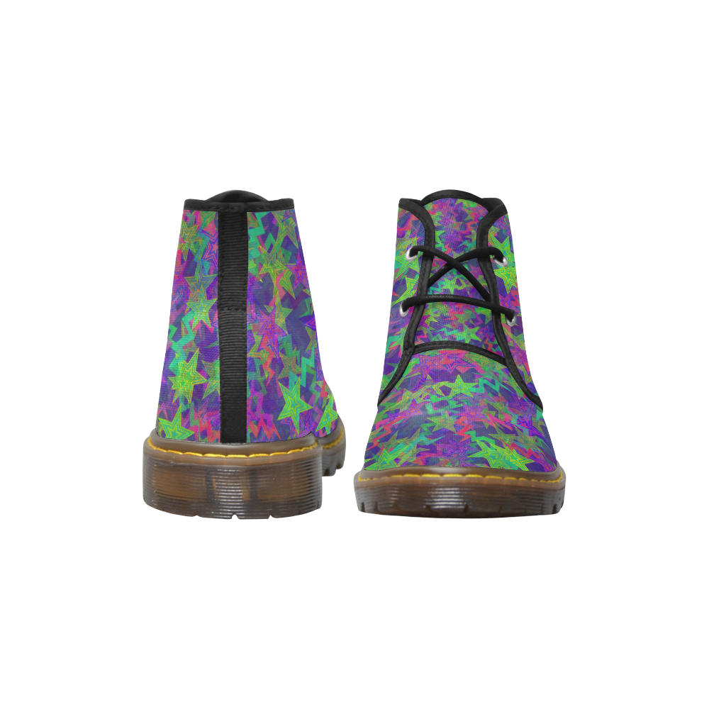 Purple Shooting Stars Women's Canvas Chukka Boots (Model 2402-1)