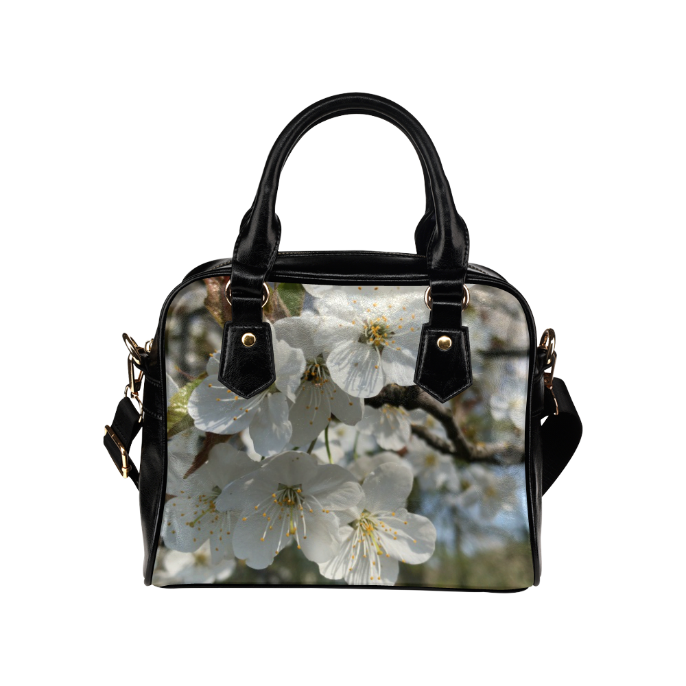 white flower Shoulder Handbag (Model 1634)