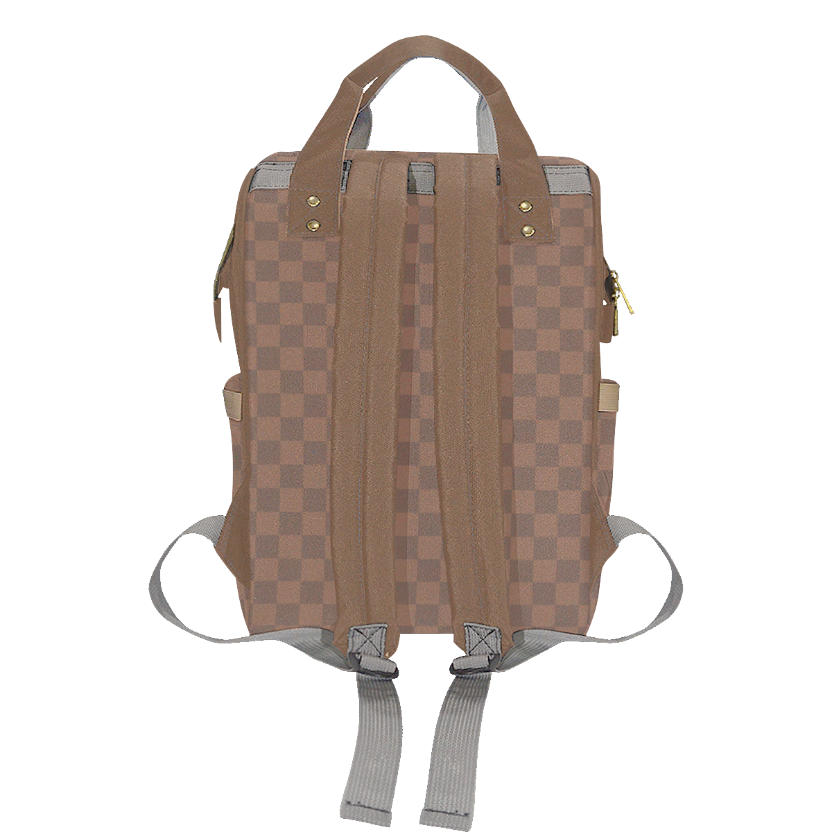 Brown Checkerbord Multi-Function Diaper Backpack/Diaper Bag (Model 1688)