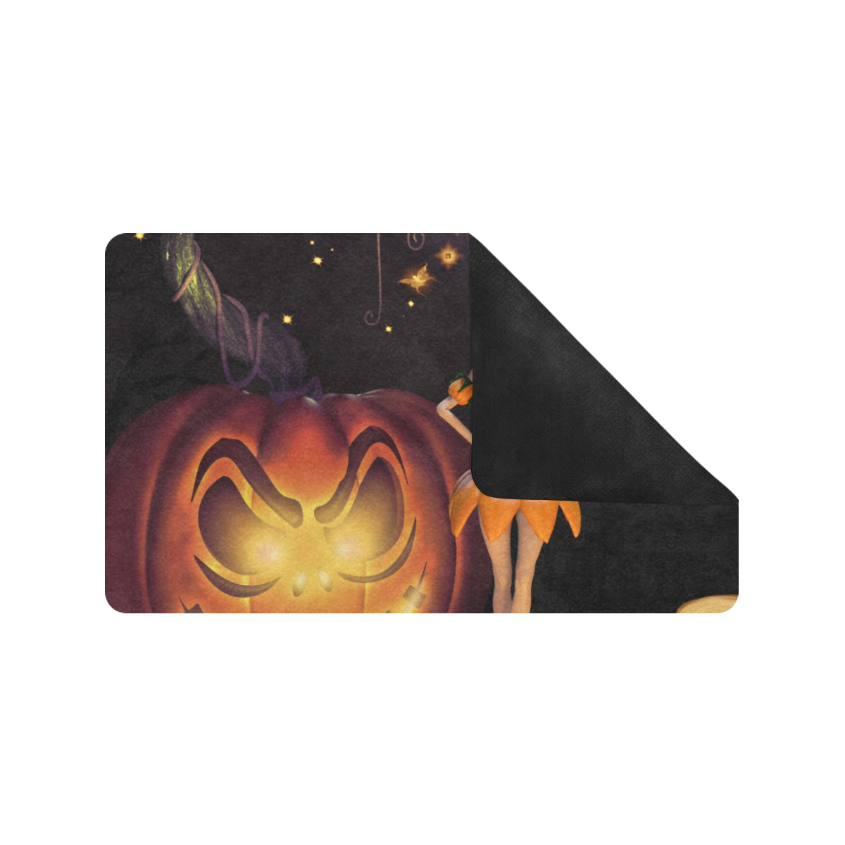 Halloween, girl with pumpkin Doormat 30"x18" (Black Base)