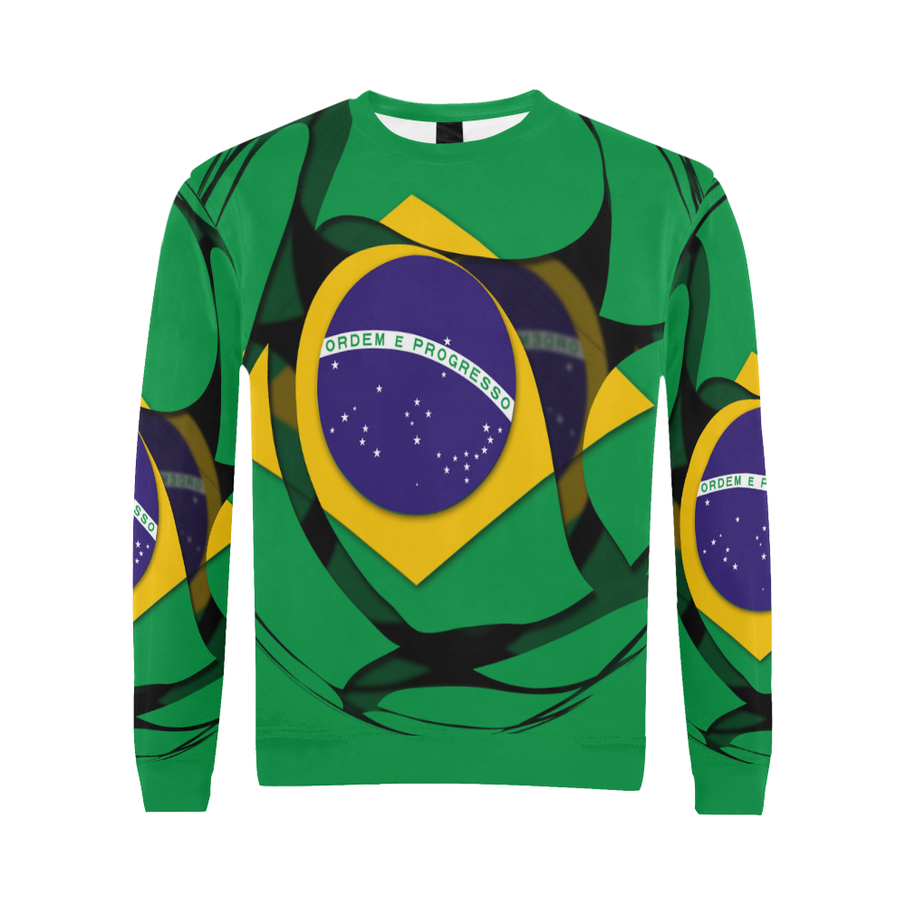 The Flag of Brazil All Over Print Crewneck Sweatshirt for Men (Model H18)
