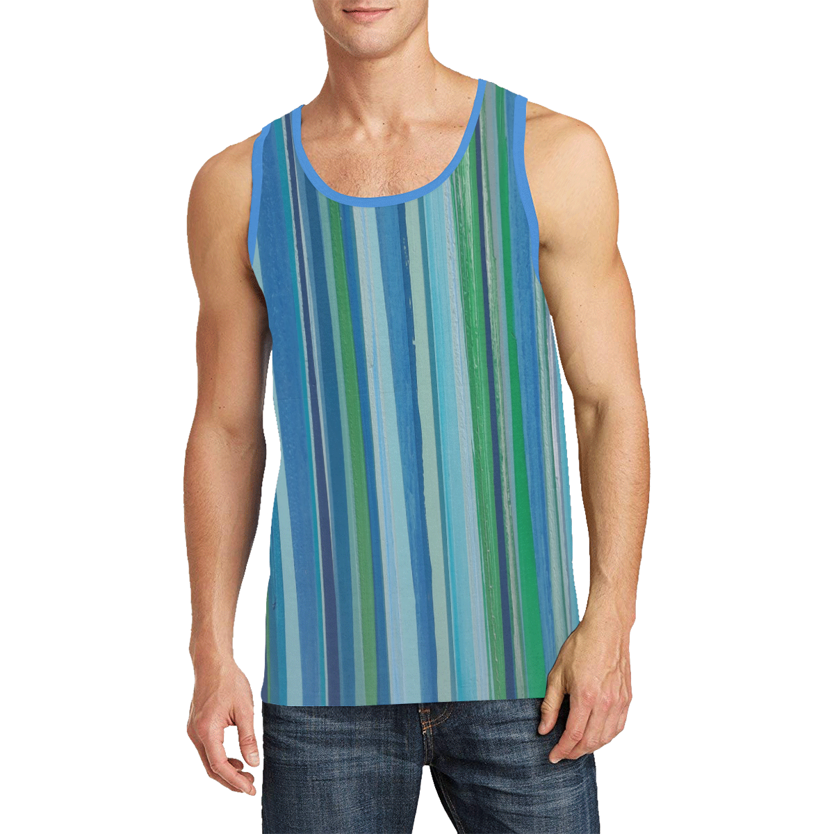 painted stripe Men's All Over Print Tank Top (Model T57)