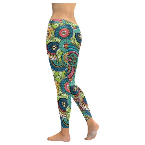 Mandala Pattern Women's Low Rise Leggings (Invisible Stitch) (Model L05)