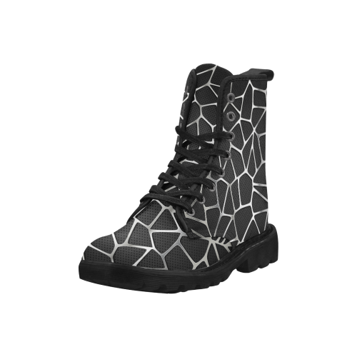 cracked metal Martin Boots for Women (Black) (Model 1203H)