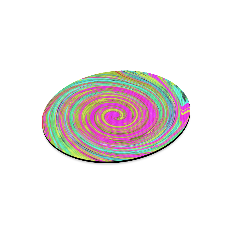 Groovy Abstract Pink Swirl Round Mousepad