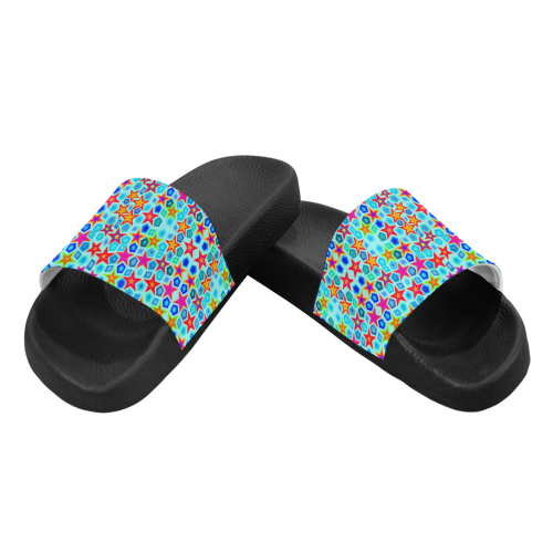 Stars on Lite blue Women's Slide Sandals (Model 057)