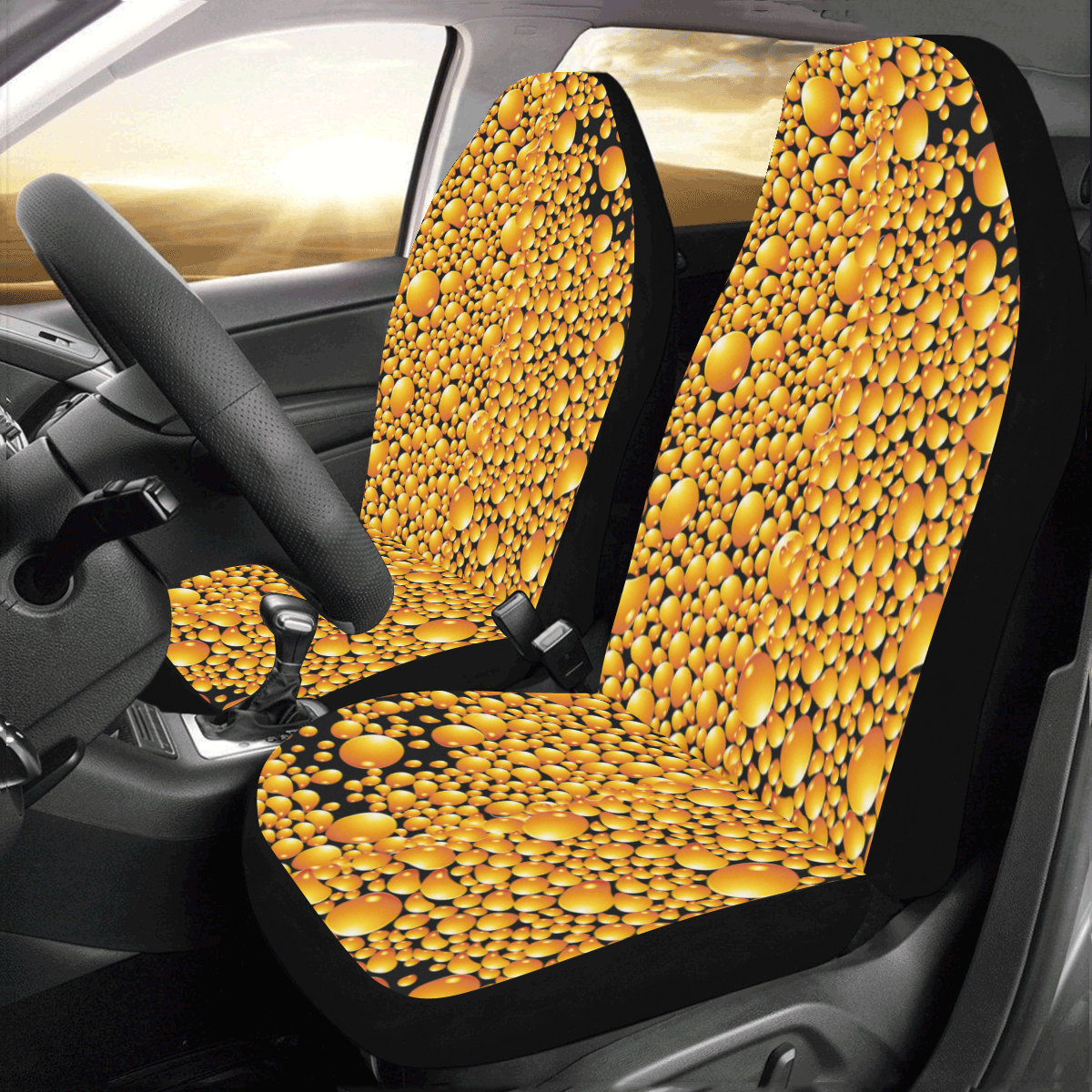 Yellow bubbles Car Seat Covers (Set of 2)