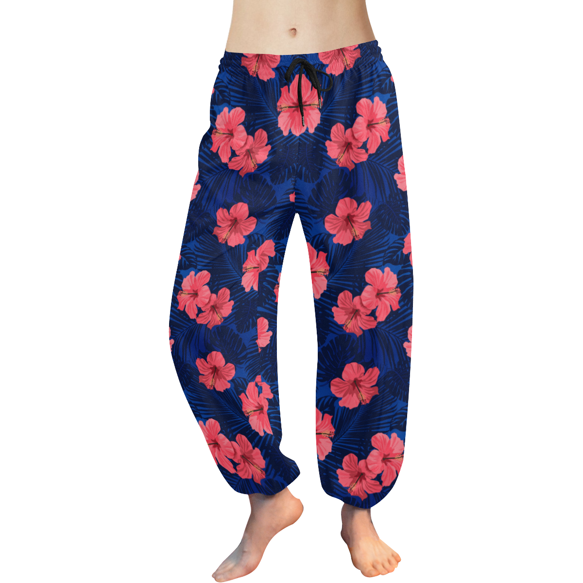 Blue Gumamela Tropical Women's All Over Print Harem Pants (Model L18)