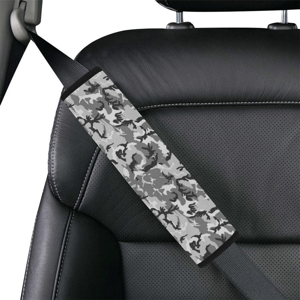 Woodland Urban City Black/Gray Camouflage Car Seat Belt Cover 7''x12.6''
