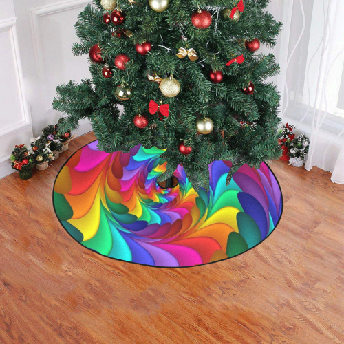 RAINBOW CANDY SWIRL Christmas Tree Skirt 47" x 47"