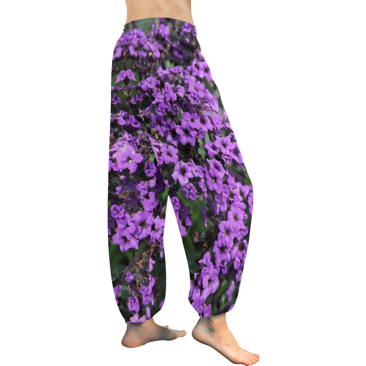 Purple Flowers Women's All Over Print Harem Pants (Model L18)