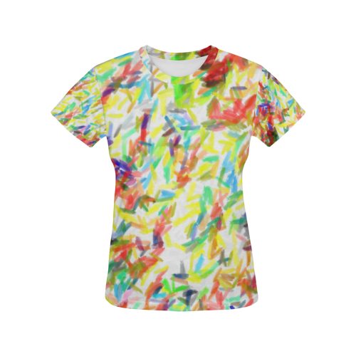 Colorful brush strokes All Over Print T-Shirt for Women (USA Size) (Model T40)