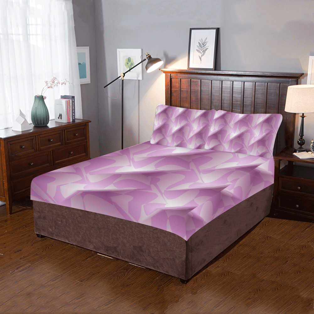 Subtle Light Purple Cubik 3-Piece Bedding Set