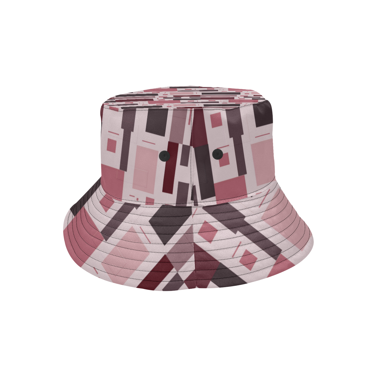 Abstract Burgundy Squares All Over Print Bucket Hat