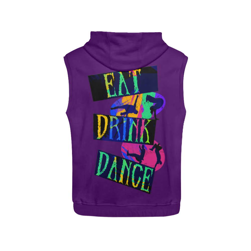 Break Dancing Colorful / Purple All Over Print Sleeveless Hoodie for Men (Model H15)