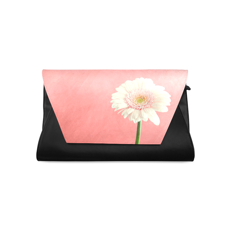 Gerbera Daisy - White Flower on Coral Pink Clutch Bag (Model 1630)