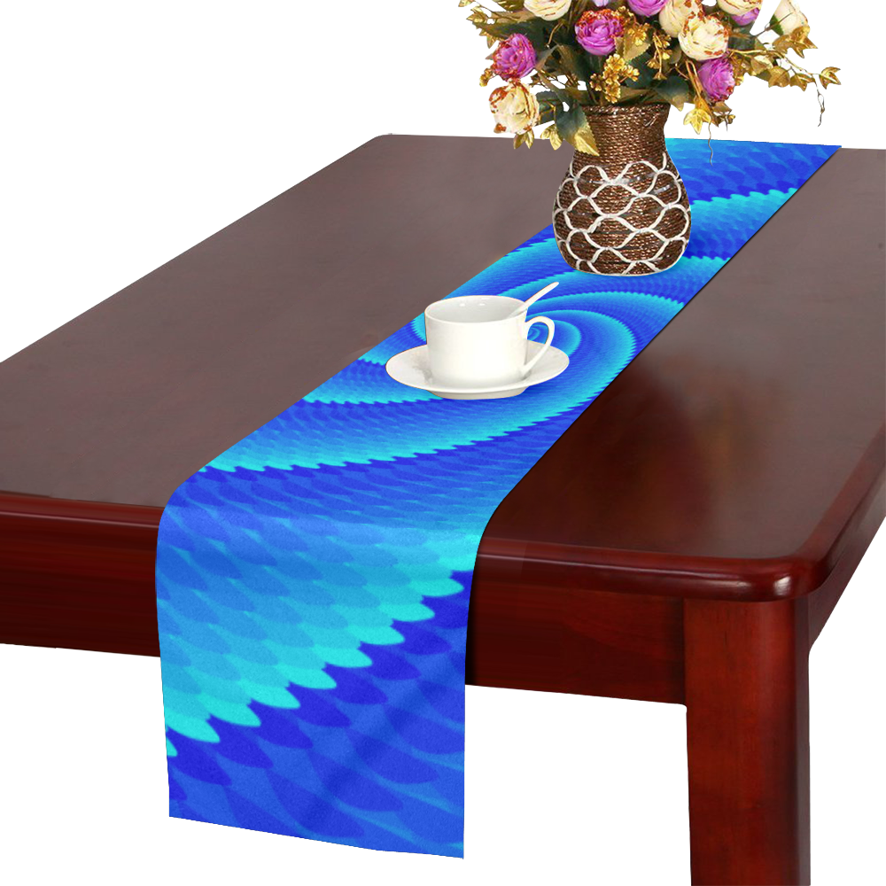 Blue spiralysis Table Runner 14x72 inch