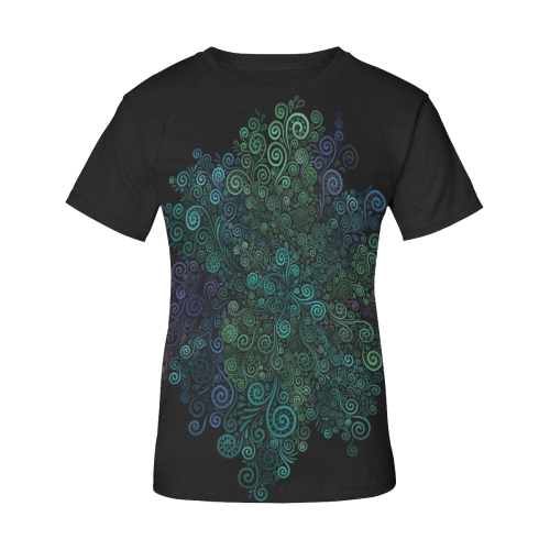 3D Psychedelic Turquoise, Violet and Green Women's Raglan T-Shirt/Front Printing (Model T62)