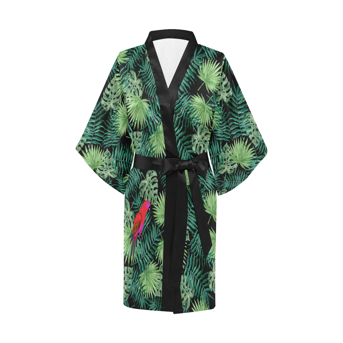 Parrot And Leaves Kimono Robe