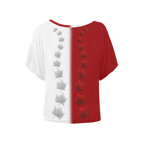 Canada T-shirts 2 Tone Women's Batwing-Sleeved Blouse T shirt (Model T44)