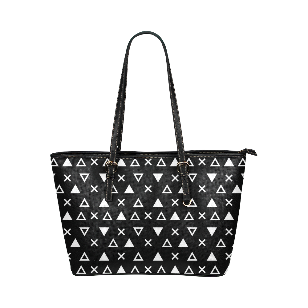 Geo Line Triangle Leather Tote Bag/Large (Model 1651)
