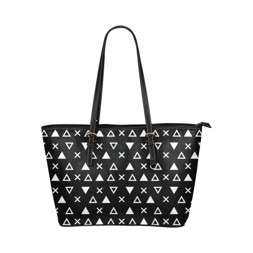 Geo Line Triangle Leather Tote Bag/Large (Model 1651)