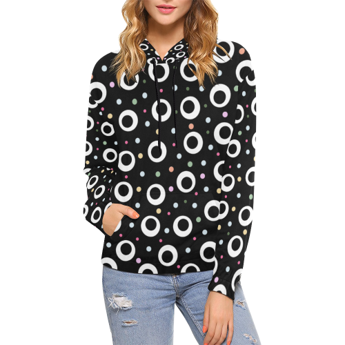 POINTS WHITE ON BLACK All Over Print Hoodie for Women (USA Size) (Model H13)