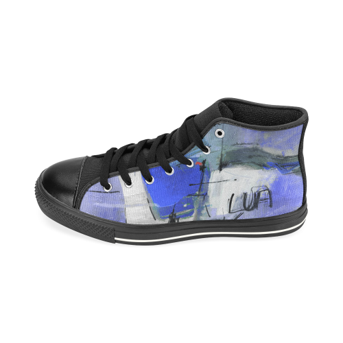 Lua Blue High Top Canvas Shoes for Kid (Model 017)