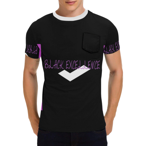 Black Excellence shirt with pocket Men's All Over Print T-Shirt with Chest Pocket (Model T56)